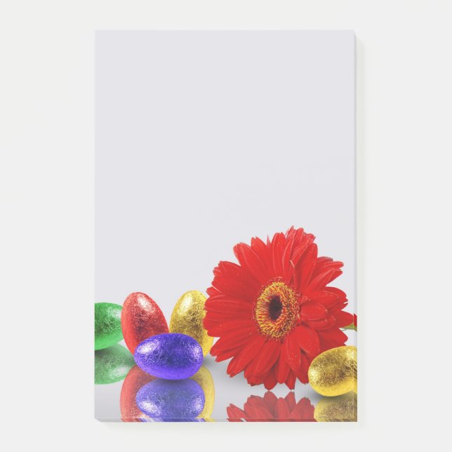 Colorful Happy Easter Eggs with Gerbera Post-it Notes (Front)