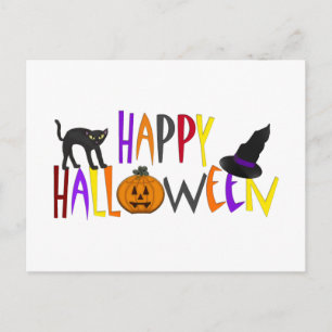 Colorful Happy Halloween Holiday Postcard