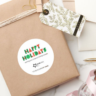 Colorful Happy Holidays Custom Logo Business Classic Round Sticker