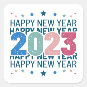 Colorful Happy New Year 2023 Square Sticker
