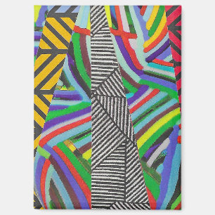 colorful hatches and herringbone collage magnet