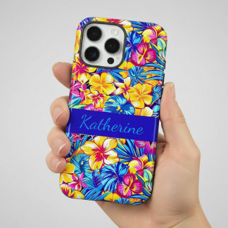 Colorful Hawaiian Tropical Floral Palm Name iPhone 16 Pro Max Case