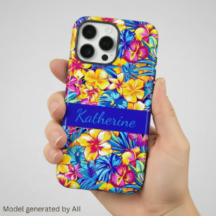 Colorful Hawaiian Tropical Floral Palm Name iPhone 16 Pro Max Case