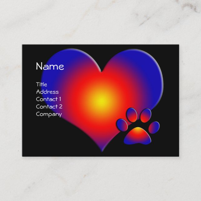 COLORFUL HEART AND PAW BUSINESS CARD (Front)