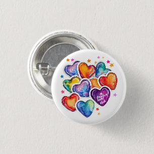 Colorful Heart Art Gift, Self Love Illustration, 3 Cm Round Badge