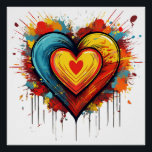 Colorful Heart Explosion Bold and Playful Pop Art Poster<br><div class="desc">Add a splash of color and energy with this bold heart explosion design. Ideal for fans of dynamic,  playful,  and retro pop art styles,  bringing a vibrant and fun touch to your items.</div>