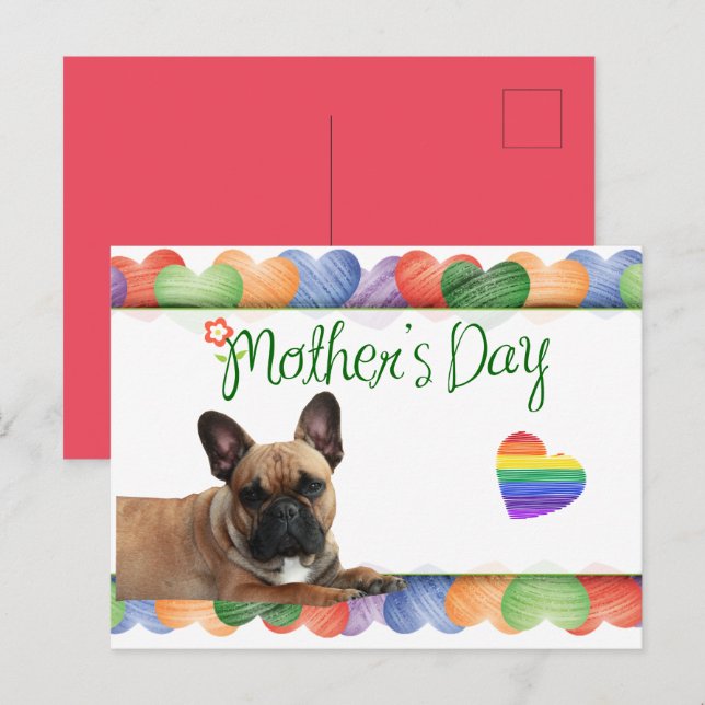 Colorful Heart French Bulldog Postcard (Front/Back)