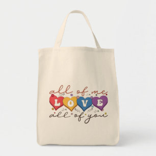 Colorful Heart Love Quote Tote Bag