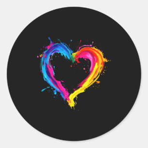 Colorful Heart Love Valentines Day Classic Round Sticker