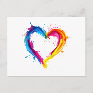 Colorful Heart Love Valentines Day Holiday Postcard