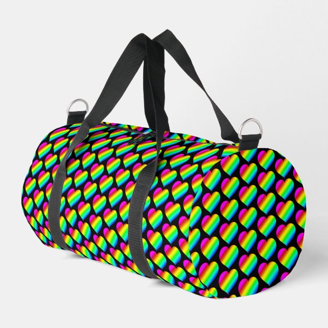 Colorful Heart Rainbow Love Bright Color Duffle Bag (Left Corner)