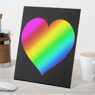 Colorful Heart Rainbow Love Bright Color Pedestal Sign