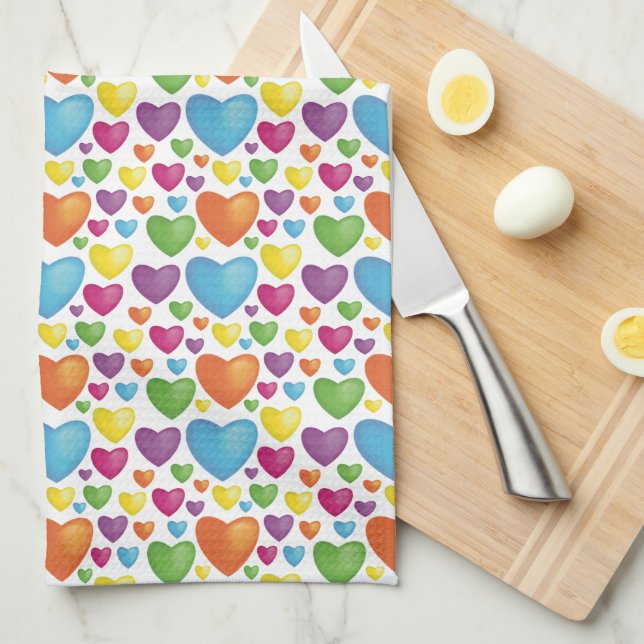 colorful heart tea towel (Quarter Fold)