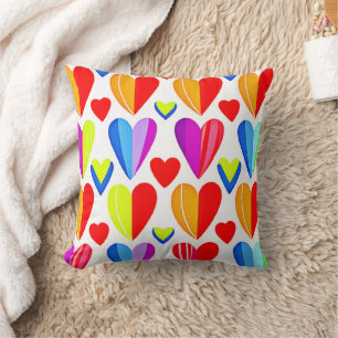 Colorful Hearts Bliss: Stylish Pattern Cushion
