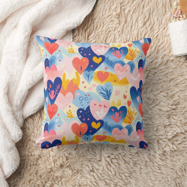 Colorful Hearts Cushion (Blanket)