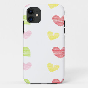 Colorful hearts on white iPhone 11 case