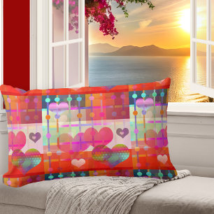 Colorful Hearts Pattern Pillow