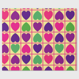 Colorful hearts pattern wrapping paper