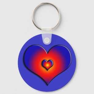 COLORFUL HEARTS, red blue Key Ring