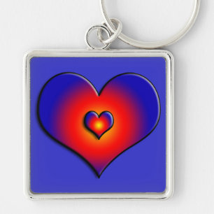 COLORFUL HEARTS, red blue Key Ring