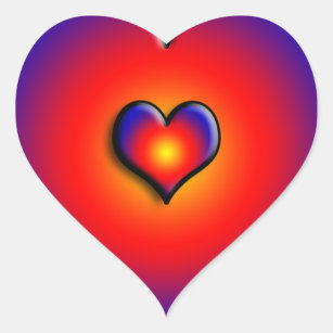 COLORFUL HEARTS, red blue orange Heart Sticker