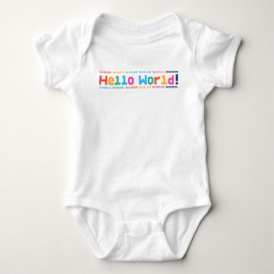Colorful Hello World Binary Pixel Art Baby Bodysuit