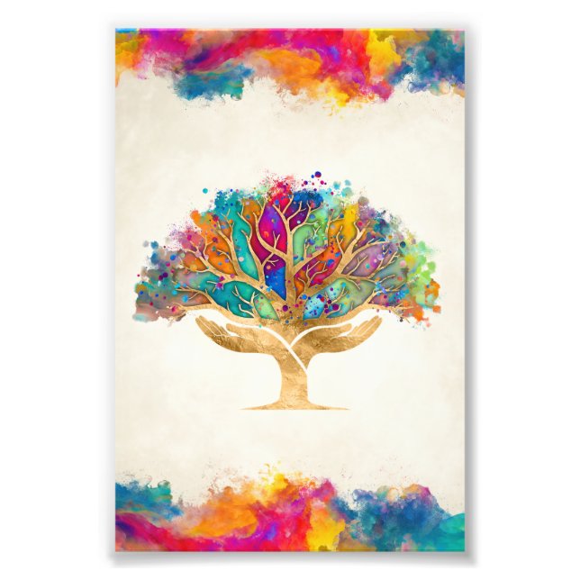 Colorful Helping Hands Tree  Photo Print (Front)