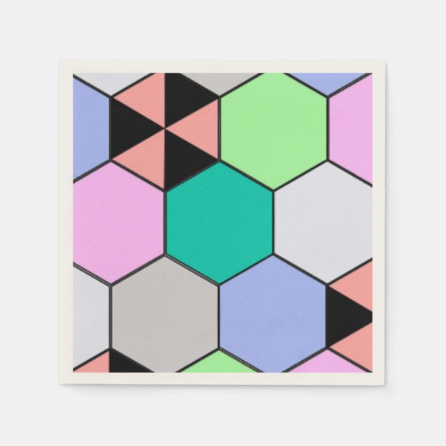 COLORFUL HEXAGON SHAPES NAPKIN (Front)