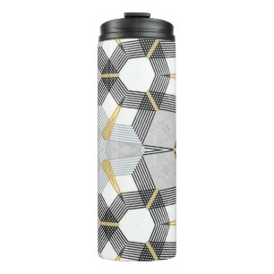 Colorful hexagon square: geometric kaleidoscope. thermal tumbler