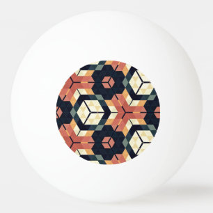 Colorful Hexagon Square Geometric Pattern Ping Pong Ball