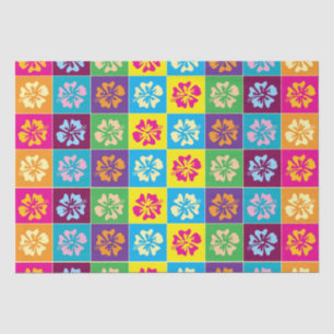 Colorful Hibiscus flower pattern gift wrap Tissue Paper