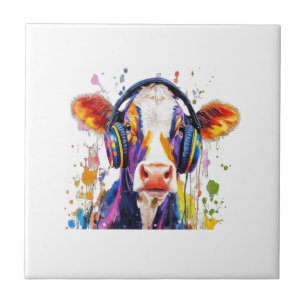 Colorful Highland Cow Ceramic Tile