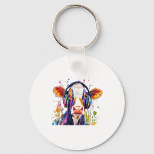Colorful Highland Cow Key Ring