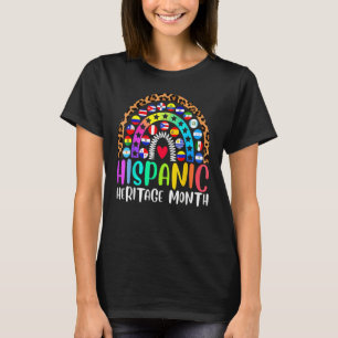 Colorful Hispanic Heritage Month Leopard Rainbow F T-Shirt