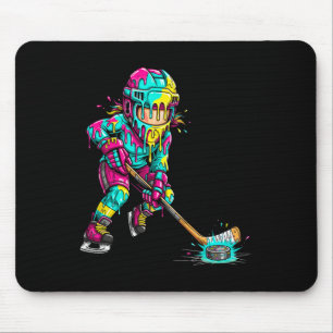 Colorful Hockey Ice Cream Drip Player Mouse Pad