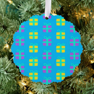 Colorful Holiday Gift Pattern – Festive Christmas Tree Decoration Card
