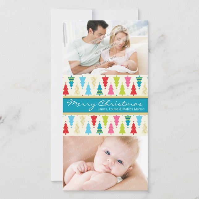 COLORFUL HOLIDAY PHOTOCARD :: patternedxmastree 1P (Front)