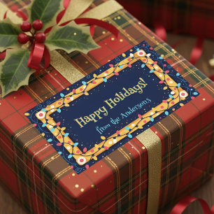 Colorful Holiday Twinkle String Lights Christmas Rectangular Sticker