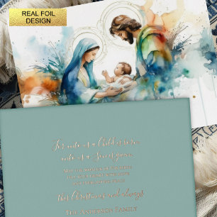Colorful Holy Family Foil Holiday Card