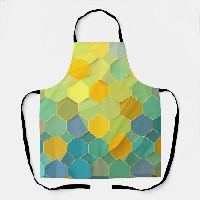 Colorful Honeycomb Geometric Pattern Apron (Front)