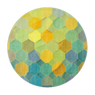 Colorful Honeycomb Geometric Pattern Cutting Board