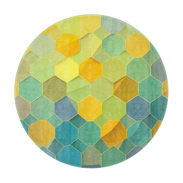 Colorful Honeycomb Geometric Pattern Cutting Board (Front)