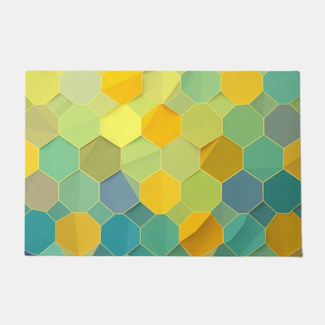 Colorful Honeycomb Geometric Pattern Doormat (Front)