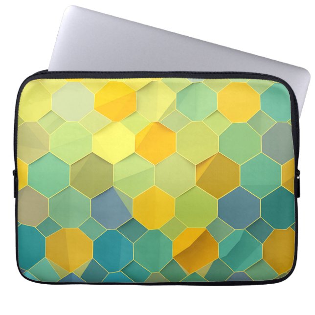 Colorful Honeycomb Geometric Pattern Laptop Sleeve (Front)
