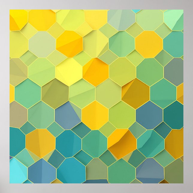 Colorful Honeycomb Geometric Pattern Poster (Front)