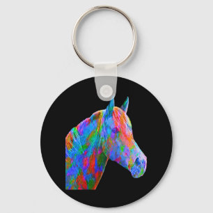 Colorful Horse Art Horseback Riding Lover Artsy Ho Key Ring