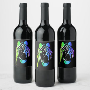 Colorful Horse Head Wine Label