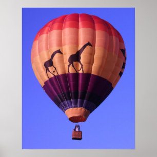 Colorful Hot Air Balloon Safari Giraffe Poster