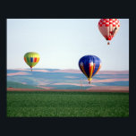 Colorful hot air balloons float over wheat poster<br><div class="desc">COPYRIGHT William Sutton / DanitaDelimont.com | US48 WSU0848.jpg | Colorful hot air balloons float over wheat fields in Walla Walla</div>