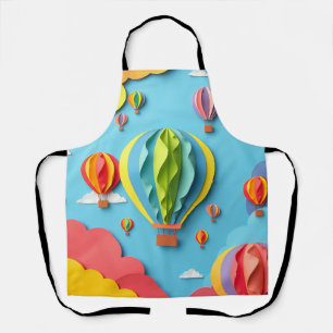 Colorful Hot Air Balloons Sky Pattern Apron